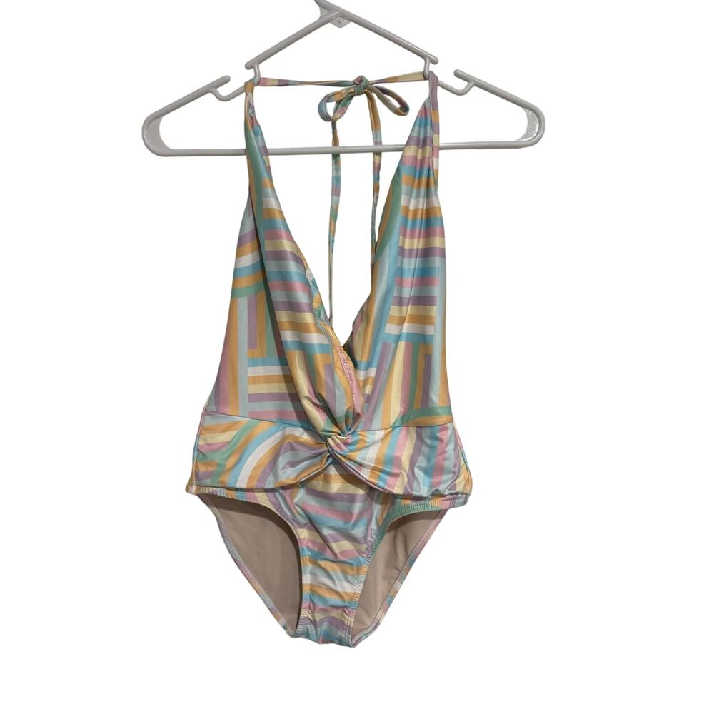 Watercolors by Kenny Flowers One Piece Swimsuit Size Small Pastel Geometric